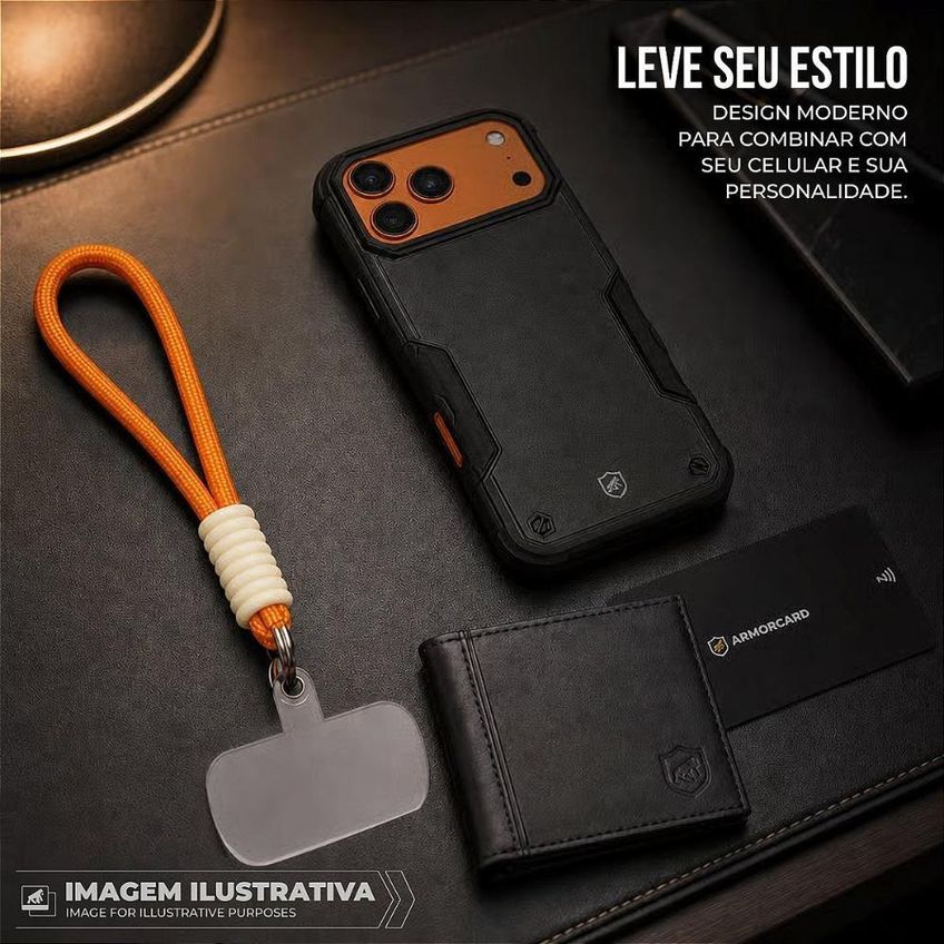 Cordão De Pulso Para Celular Gshield Stronger Universal Com Regulador Ajustável Laranja 1x - imagem 2