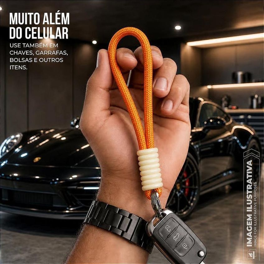 Cordão De Pulso Para Celular Gshield Stronger Universal Com Regulador Ajustável Laranja 1x - imagem 4