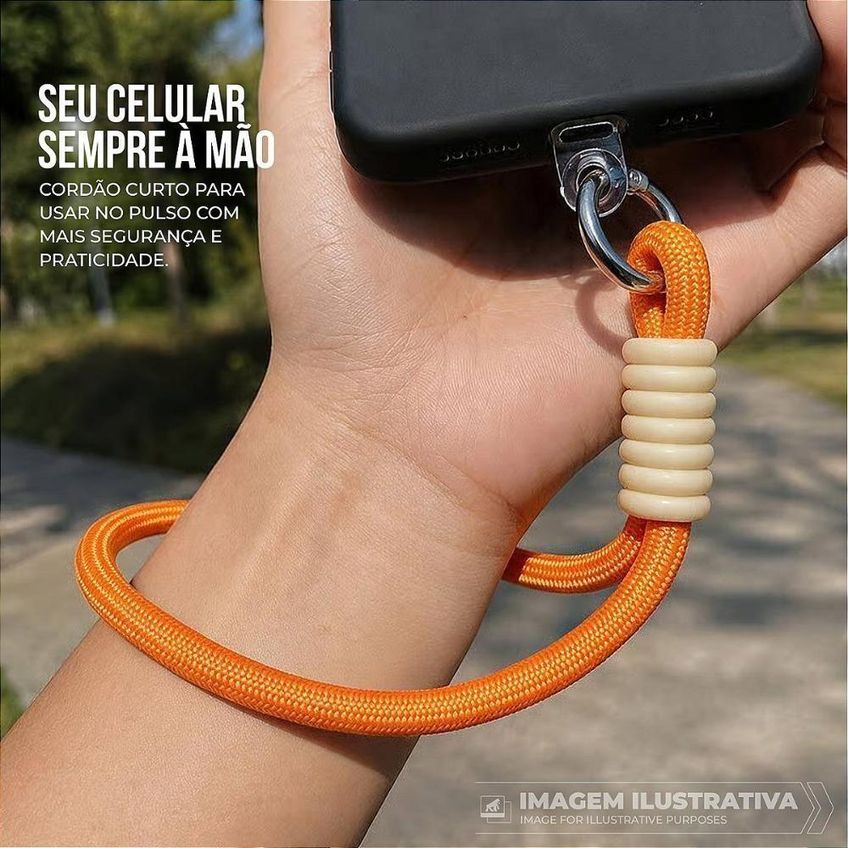Cordão De Pulso Para Celular Gshield Stronger Universal Com Regulador Ajustável Laranja 1x - imagem 5