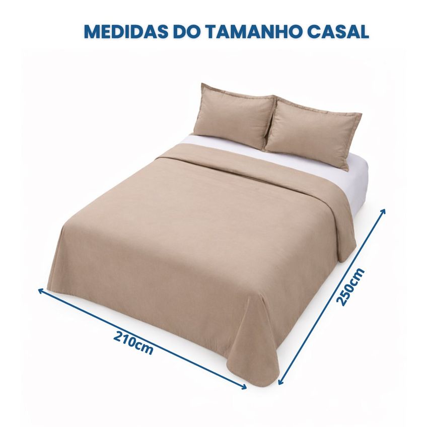 Capa Duvet Casal Para Edredom Amarração 4 Cantos 100% Poliéster 210x250cm Home&cia Avelã - imagem 3