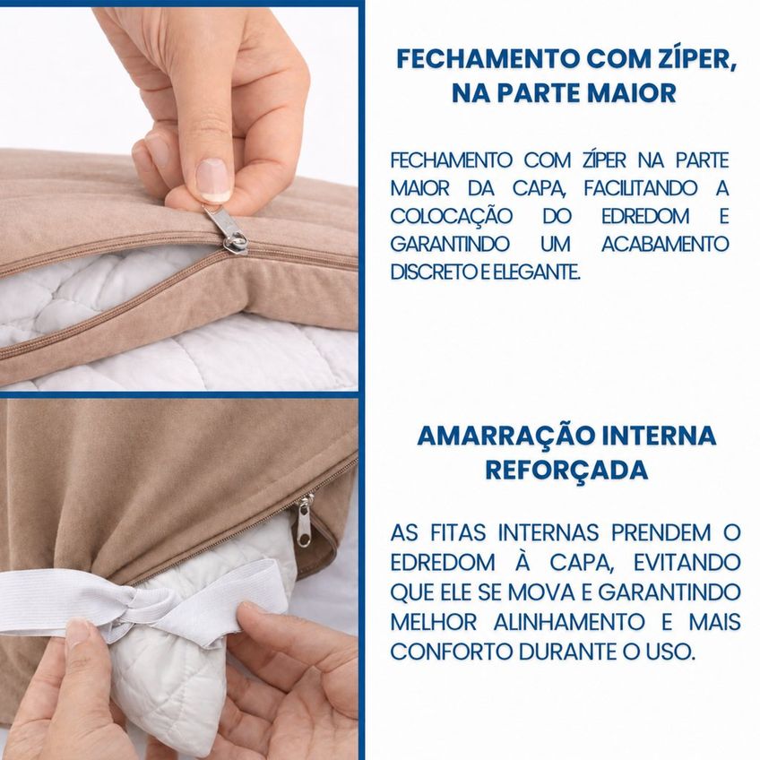 Capa Duvet Casal Para Edredom Amarração 4 Cantos 100% Poliéster 210x250cm Home&cia Avelã - imagem 4