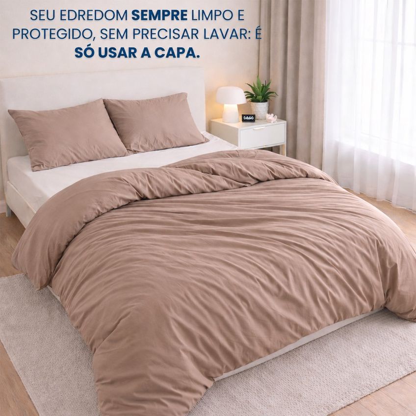 Capa Duvet Casal Para Edredom Amarração 4 Cantos 100% Poliéster 210x250cm Home&cia Avelã - imagem 5