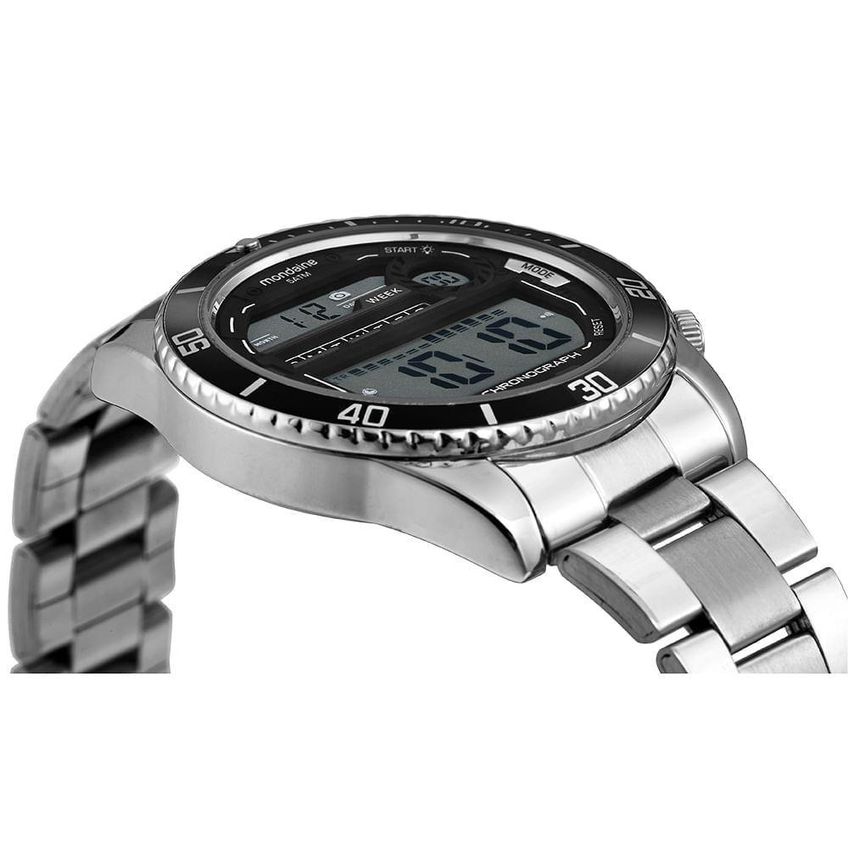 Relógio Masculino Relógio Masculino Prata Digital Com Alarme Cronógrafo Digital Aço Inox Prata - imagem 5
