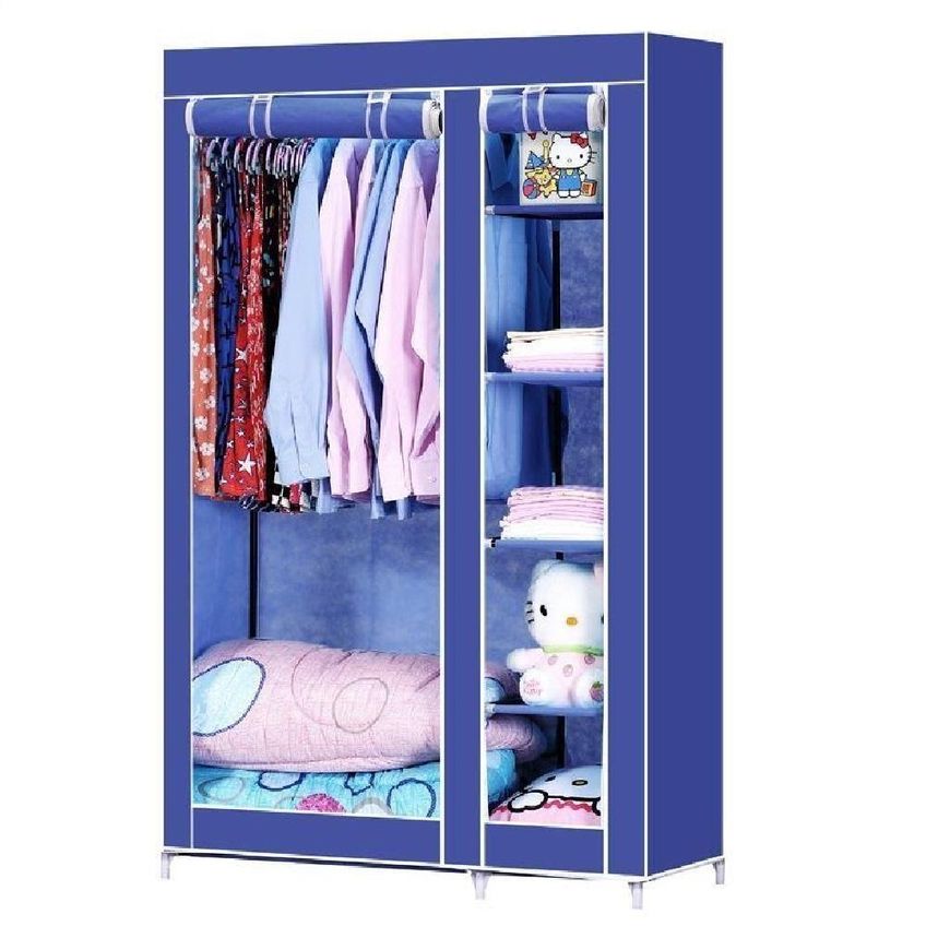 Guarda Roupa Portátil Compacto Com 5 Prateleiras E Suporte Organizador 110cm Vermelho - imagem 2