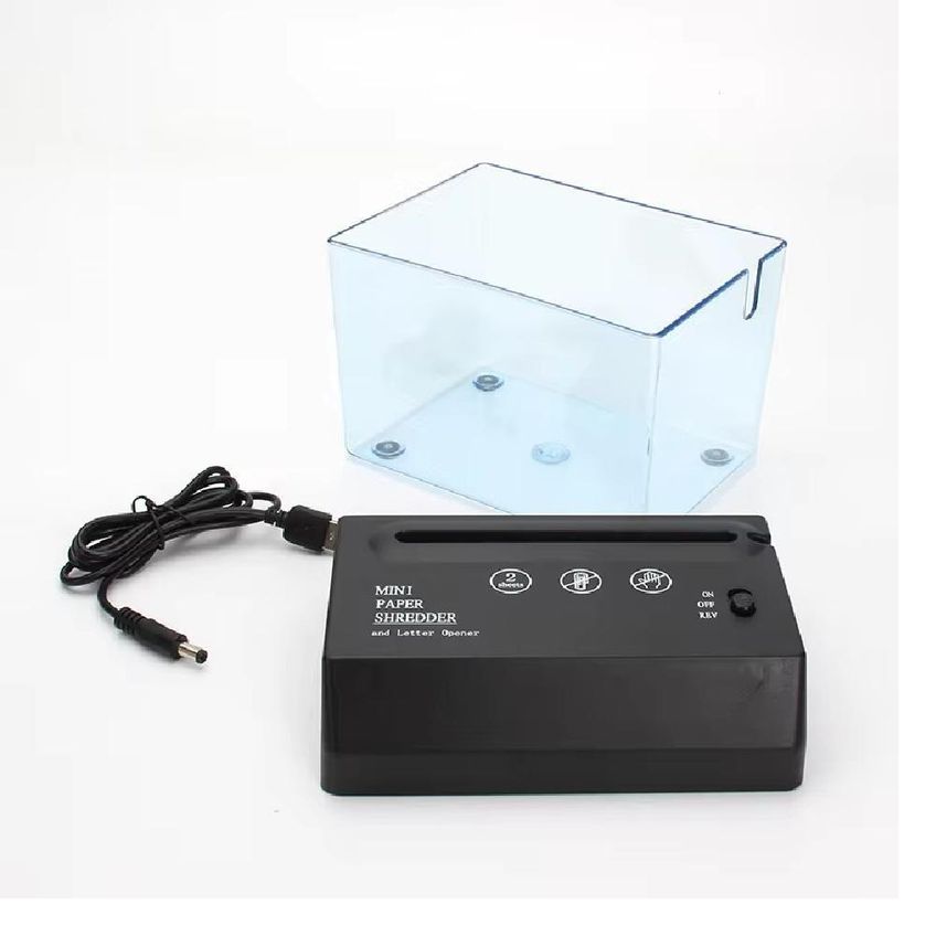 Triturador de Papel Mini Fragmentadora Início Automático USB ou Pilhas Bivolt com Abridor de Cartas - imagem 3