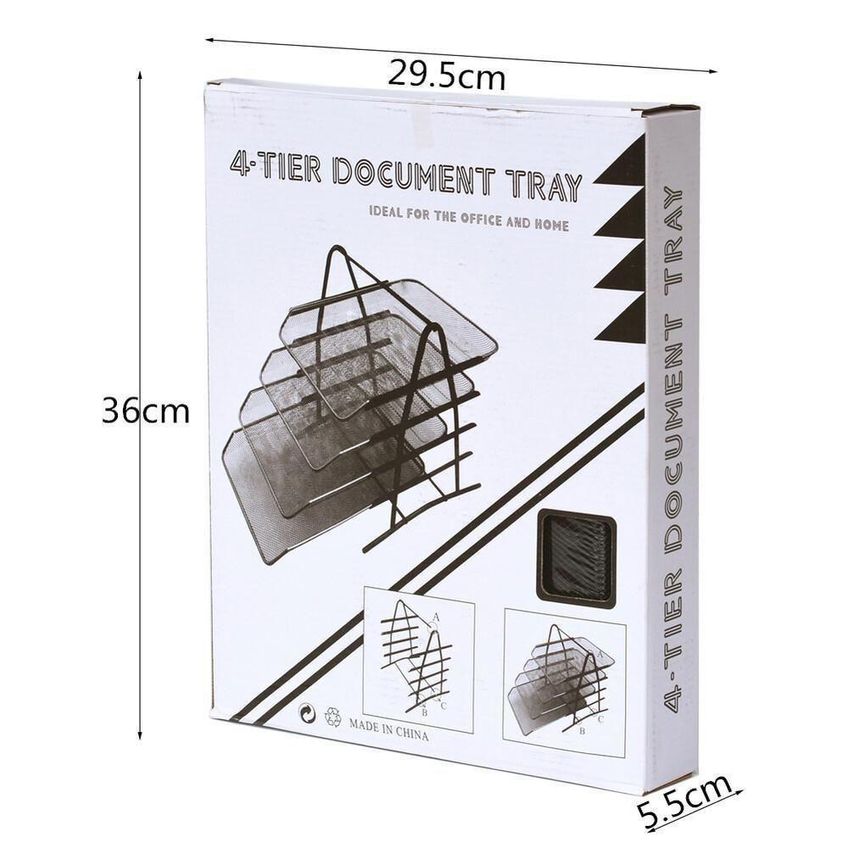 Organizador De Mesa Com 3 Bandejas Deslizantes Em Metal Aramado Para Documentos - imagem 2
