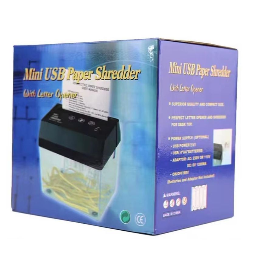 Triturador de Papel Mini Fragmentadora Início Automático USB ou Pilhas Bivolt com Abridor de Cartas - imagem 5