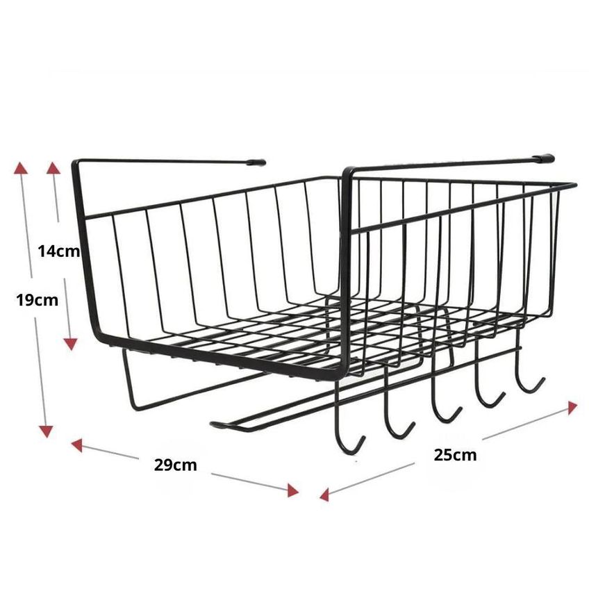 Suporte Organizador Suspenso Multiuso Com 5 Ganchos Preto Metal - imagem 2