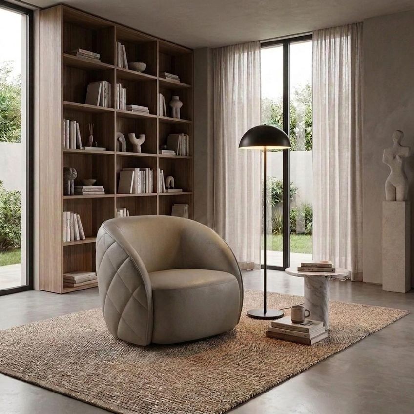 Poltrona Decorativa Essence Base Fixa Courino Matelassê Milani Movelaria - imagem 4