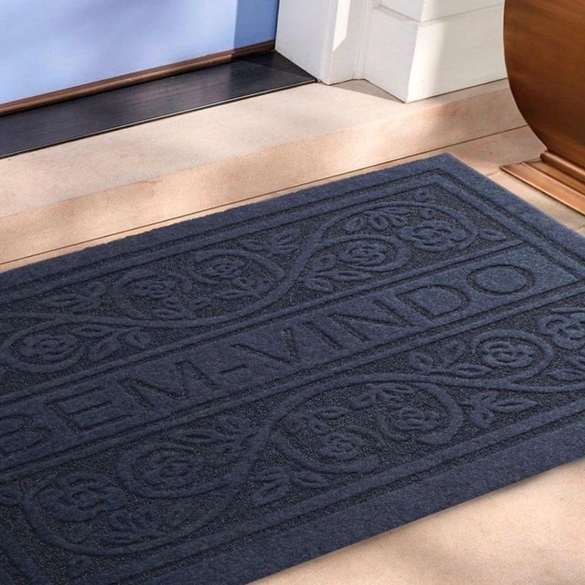 Tapete Capacho Retangular 40x60cm PVC Com Base Antiderrapante Para Hall de Entrada Preto - imagem 2