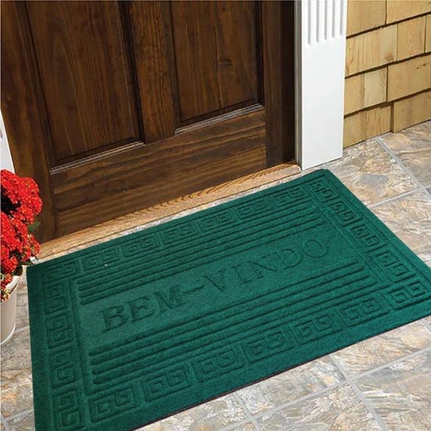 Tapete Capacho Retangular 40x60cm PVC Com Base Antiderrapante Para Hall de Entrada Preto - imagem 4