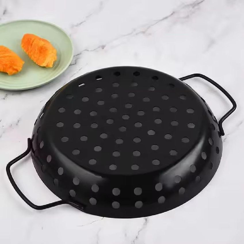 Frigideira Wok Antiaderente Aço Inox Com Revestimento 24cm Fundo Perfurado - imagem 4