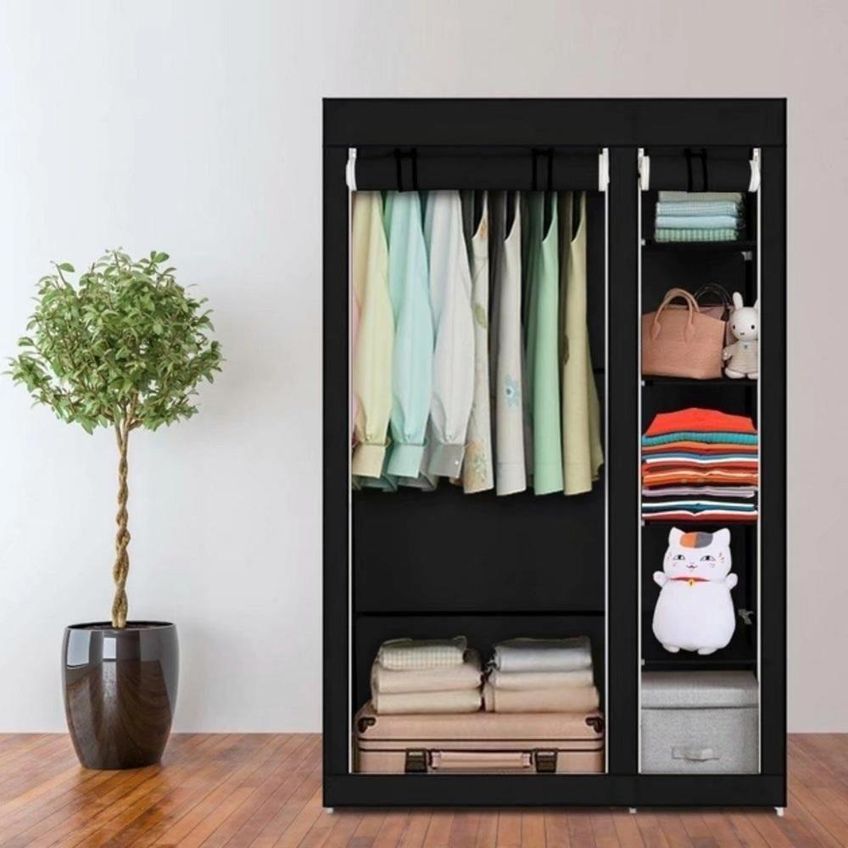 Guarda Roupa Closet Portátil Compacto 5 Prateleiras Tubos Metálicos E Conectores Reforçados 110cm - imagem 3