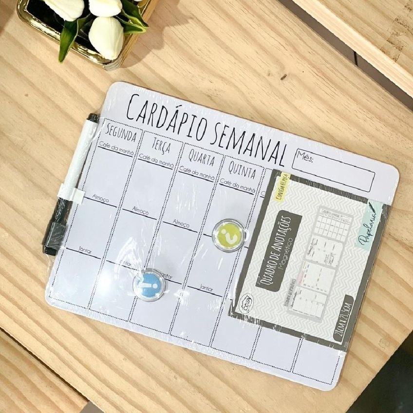 Lousa Magnética Cardápio Semanal Com Caneta E Ímãs E Apagador - imagem 2