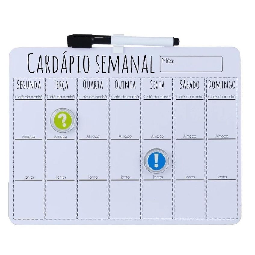Lousa Magnética Cardápio Semanal Com Caneta E Ímãs E Apagador - imagem 3