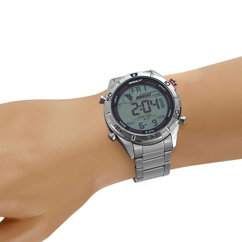 Relógio Masculino Speedo Digital Aço Inox 5 Atm Prata - imagem 2