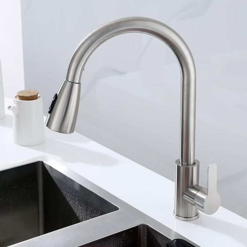 Torneira De Mesa Gourmet Monocomando Bancada Inox Fosco Prata - imagem 3