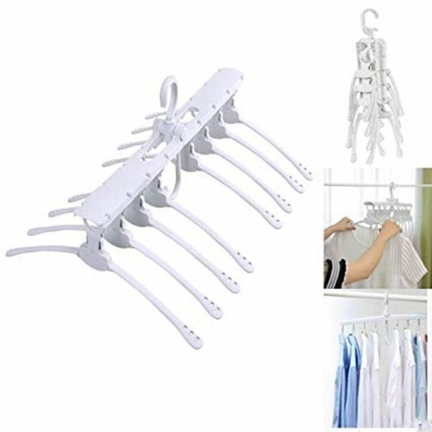 Cabideiro Dobravel 8 Em 1 Organizador Multifuncional Plastico Pp Ganchos Giratorios 360 Graus Armario - imagem 3