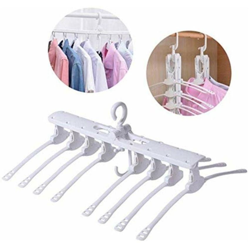 Cabideiro Dobravel 8 Em 1 Organizador Multifuncional Plastico Pp Ganchos Giratorios 360 Graus Armario - imagem 4