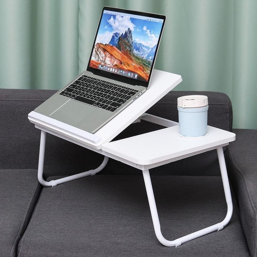 Suporte Para Notebook Retangular Mesa Dobrável Ajustável Moderno MDF 32.5cm Branco Huihong - imagem 4