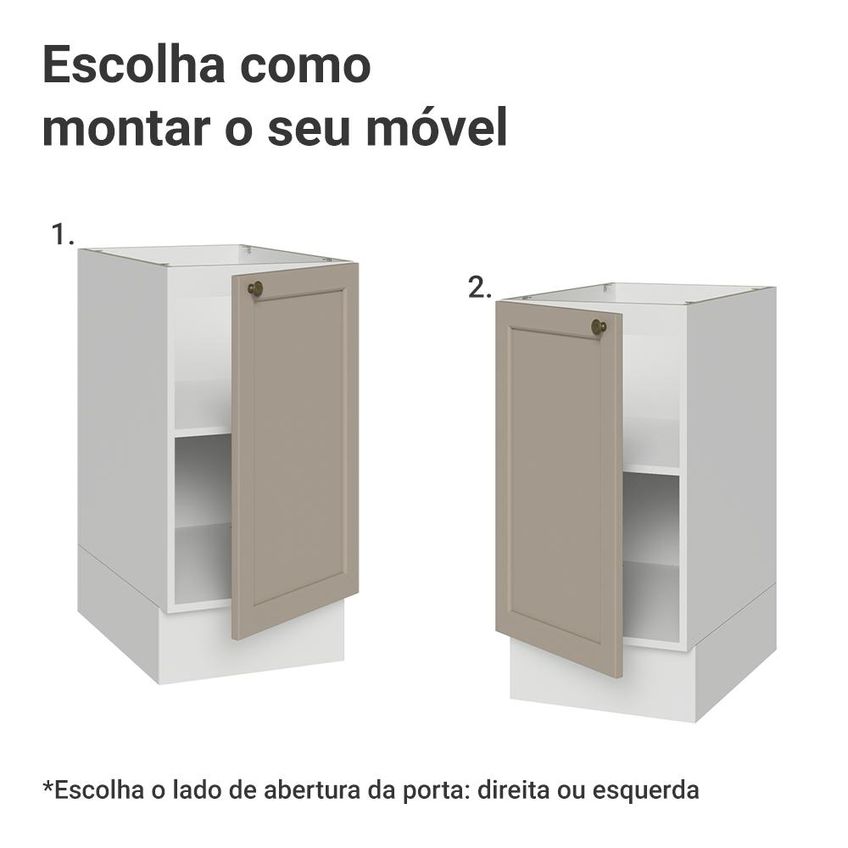 Balcão De Cozinha 40 Cm 1 Porta (sem Tampo) Branco/crema Vik Madesa - imagem 4