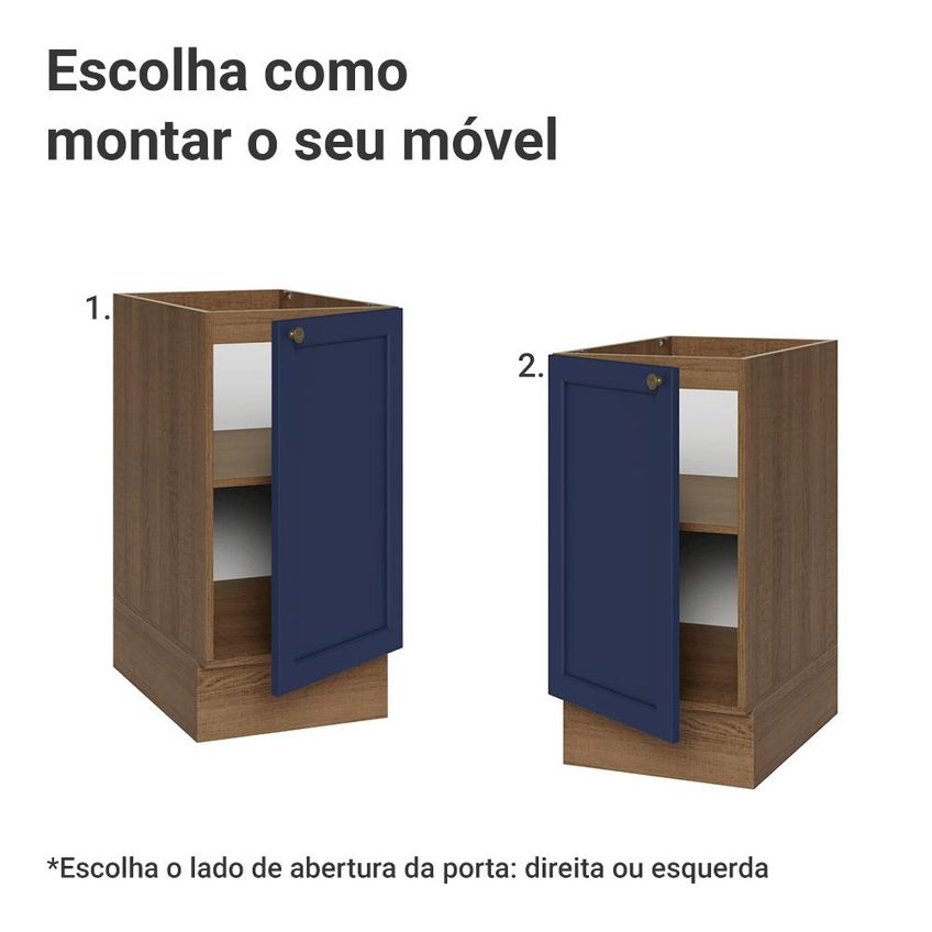 Balcão De Cozinha 40 Cm 1 Porta (sem Tampo) Rustic/Azul Vik Madesa - imagem 4