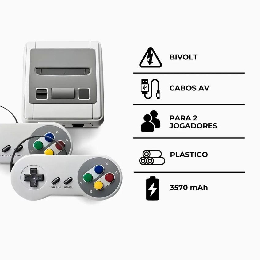 Console Retrô Portátil Super Mini SFC Utimix Digital 2 Controles Com Fio Anos 90 - imagem 3
