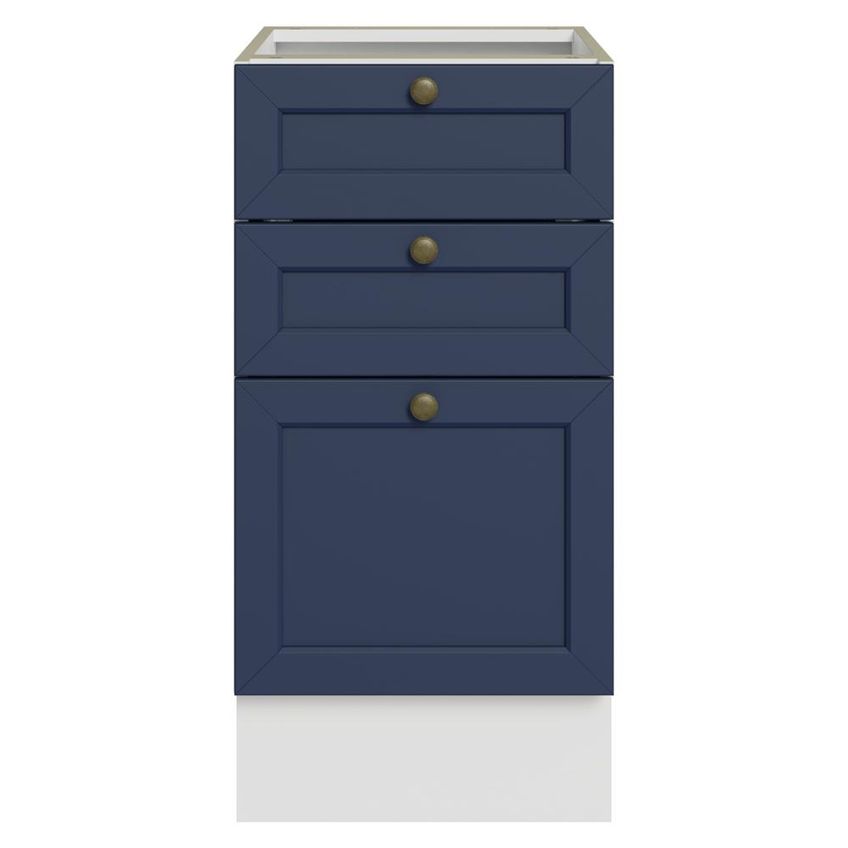 Balcão De Cozinha 40 Cm 3 Gavetas (sem Tampo) Branco/Azul Vik Madesa - imagem 4