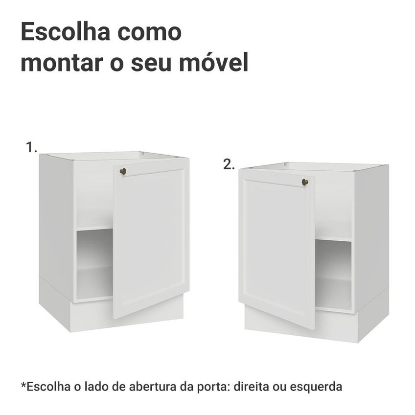 Balcão De Cozinha 60 Cm 1 Porta (sem Tampo) Branco Vik Madesa - imagem 4