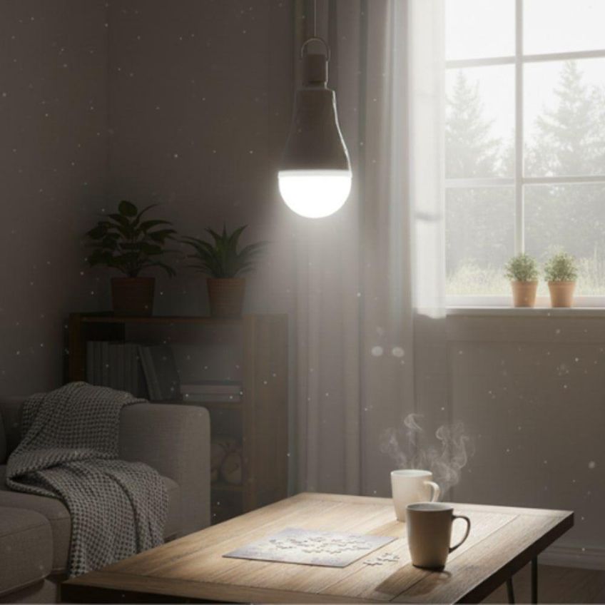 Lâmpada Led De Emergência JX-0902 Bivolt 20W Soquete E27 Bateria Recarregável Branco Utimix - imagem 3