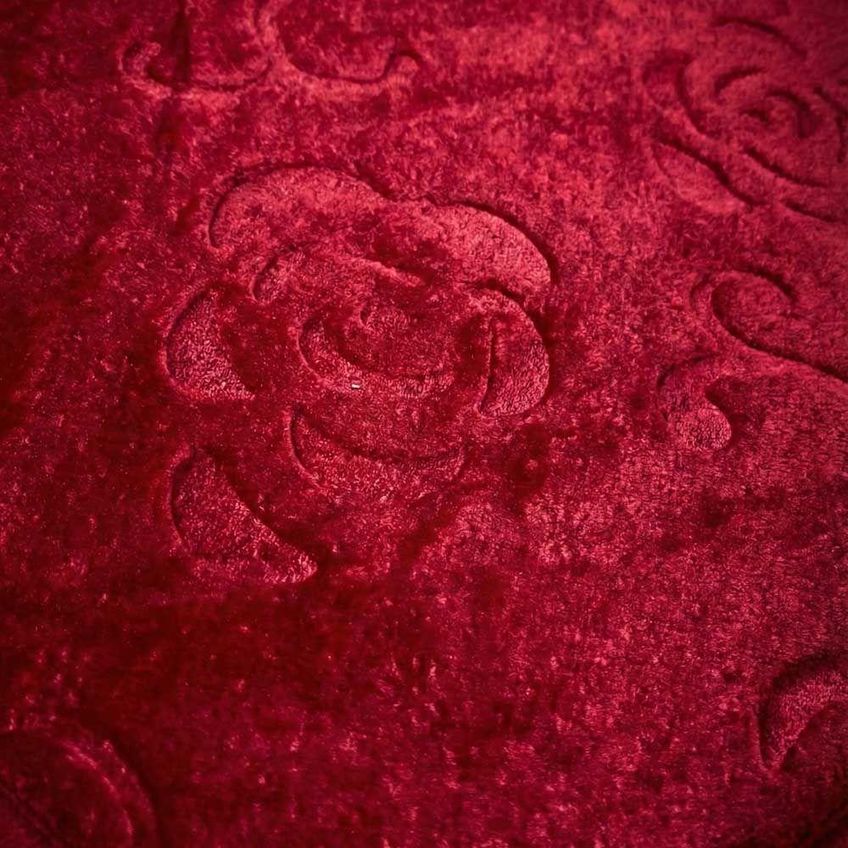 Jogo De Banheiro Flori 3 Peças Base Antiderrapante Estampado Floral Vermelho Clara Luz Decora - imagem 3