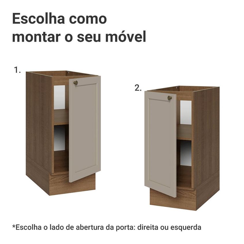 Balcão De Cozinha 35 Cm 1 Porta (sem Tampo) Rustic/crema Vik Madesa - imagem 4
