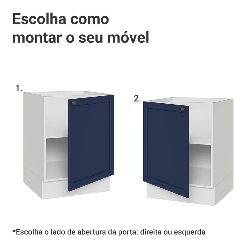 Balcão De Cozinha 60 Cm 1 Porta (sem Tampo) Branco/Azul Vik Madesa - imagem 4