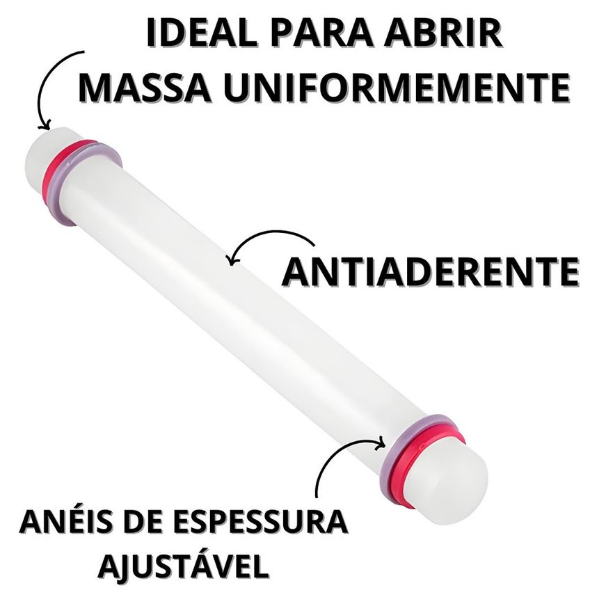 Rolo De Abrir Massa Antiaderente Confeitaria E Biscuit 20cm - imagem 3