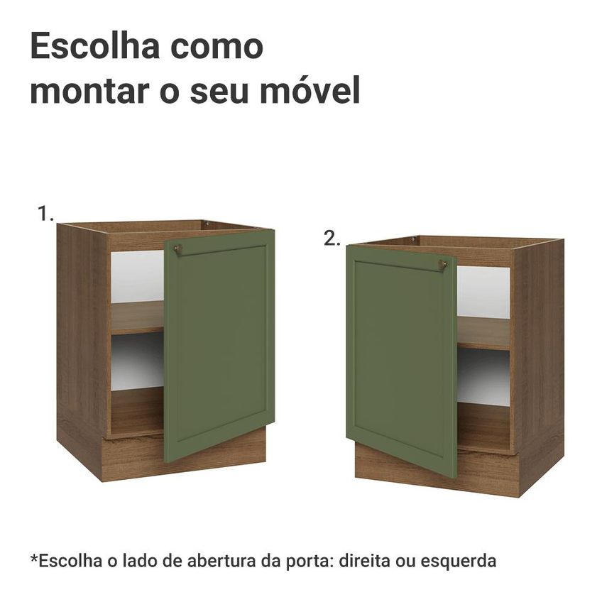 Balcão De Cozinha 60 Cm 1 Porta (sem Tampo) Rustic/verde Vik Madesa - imagem 4