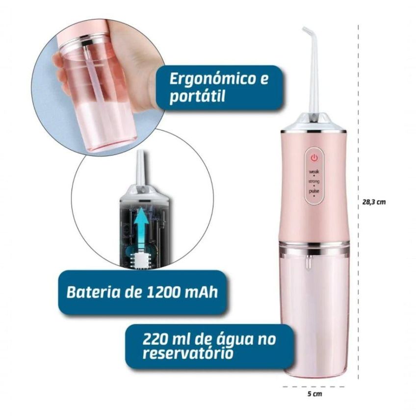 Irrigador Oral Portátil Utimix Recarregável Usb 3 Modos De Jato Com Bicos Limpeza De Aparelho - imagem 4