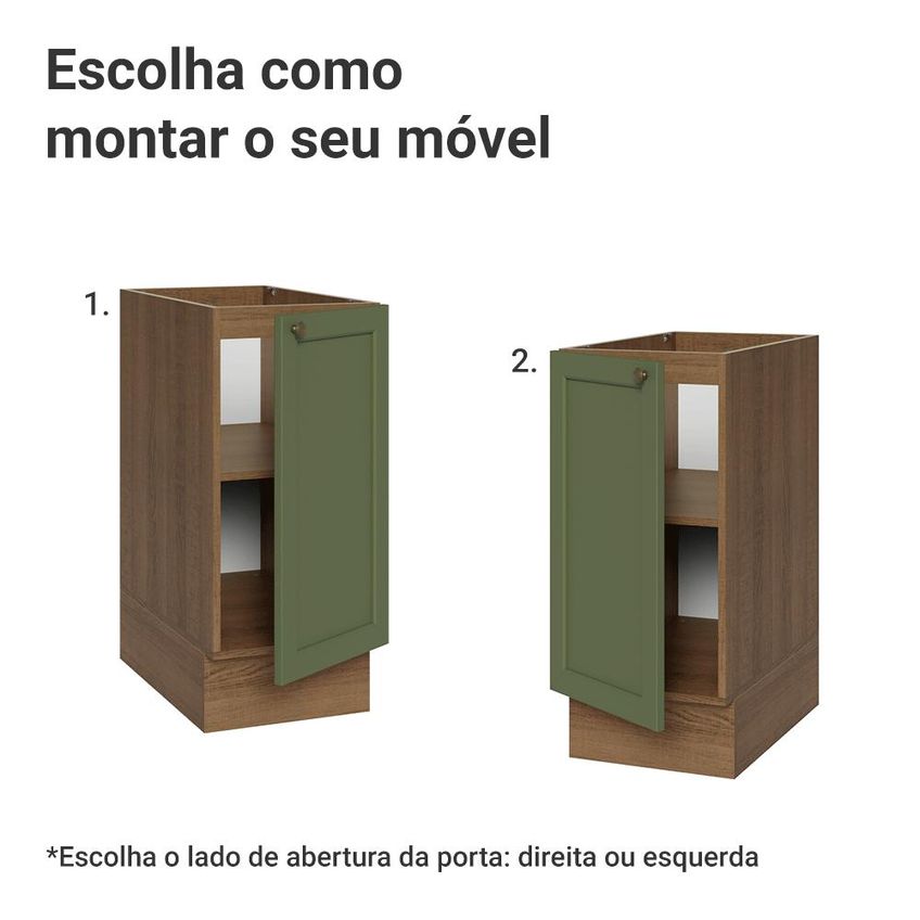 Balcão De Cozinha 35 Cm 1 Porta (sem Tampo) Rustic/verde Vik Madesa - imagem 4