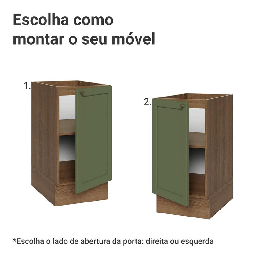 Balcão De Cozinha 40 Cm 1 Porta (sem Tampo) Rustic/verde Vik Madesa - imagem 4