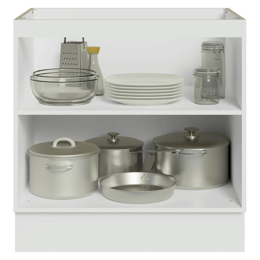 Balcão De Cozinha 80 Cm 2 Portas (sem Tampo) Branco/Cinza Vik Madesa - imagem 4