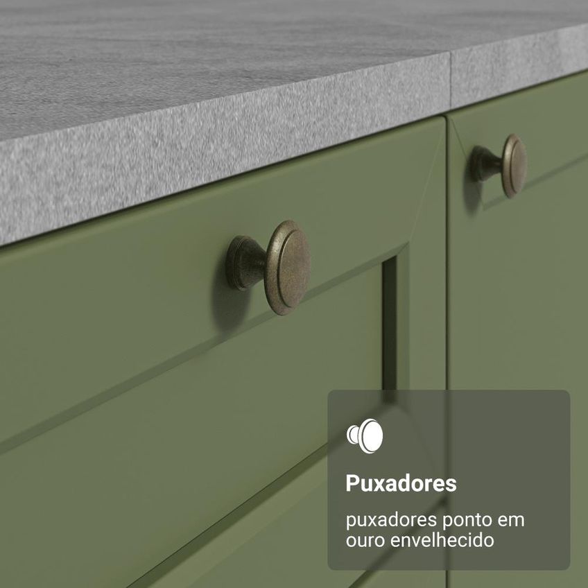 Balcão De Cozinha 80 Cm 2 Gavetas (sem Tampo) Branco/verde Vik Madesa - imagem 5