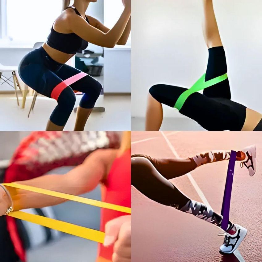 Kit 5 Faixas Elásticas De Resistência Em Látex Para Treino Funcional Pilates Fisioterapia Utimix - imagem 4