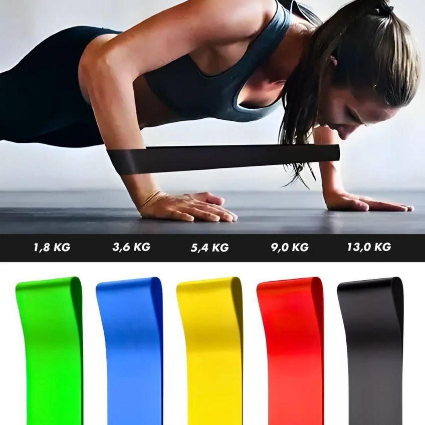 Kit 5 Faixas Elásticas De Resistência Em Látex Para Treino Funcional Pilates Fisioterapia Utimix - imagem 5