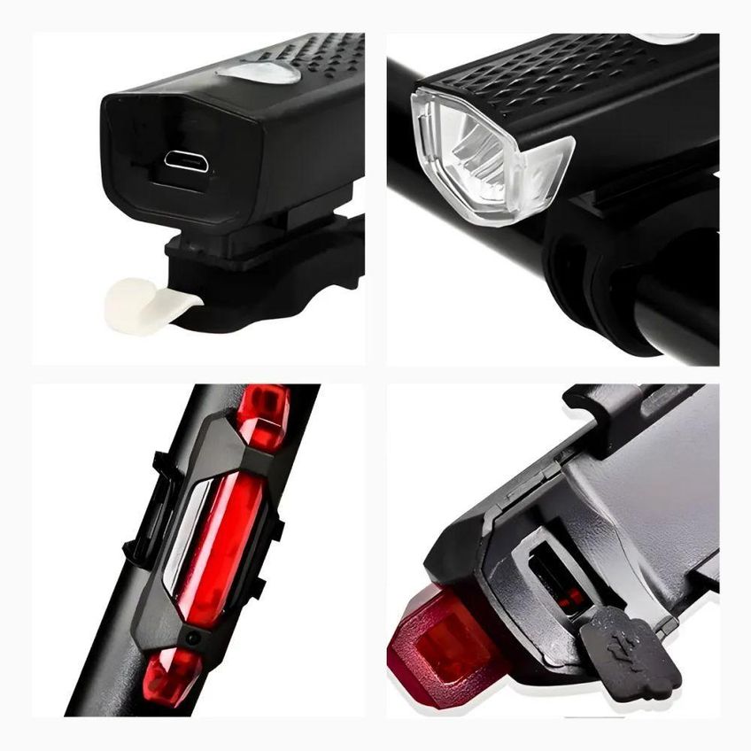Kit Farol E Lanterna Para Bicicleta Led Recarregável Usb À Prova Dágua Utimix - imagem 3