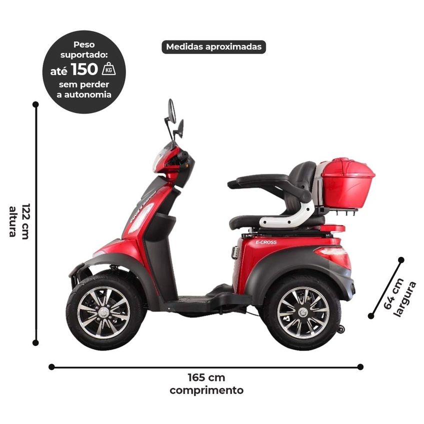 Quadriciclo Elétrico - Duos E-cross 1000w Lithium - Vermelho - Duos Bikes - imagem 5