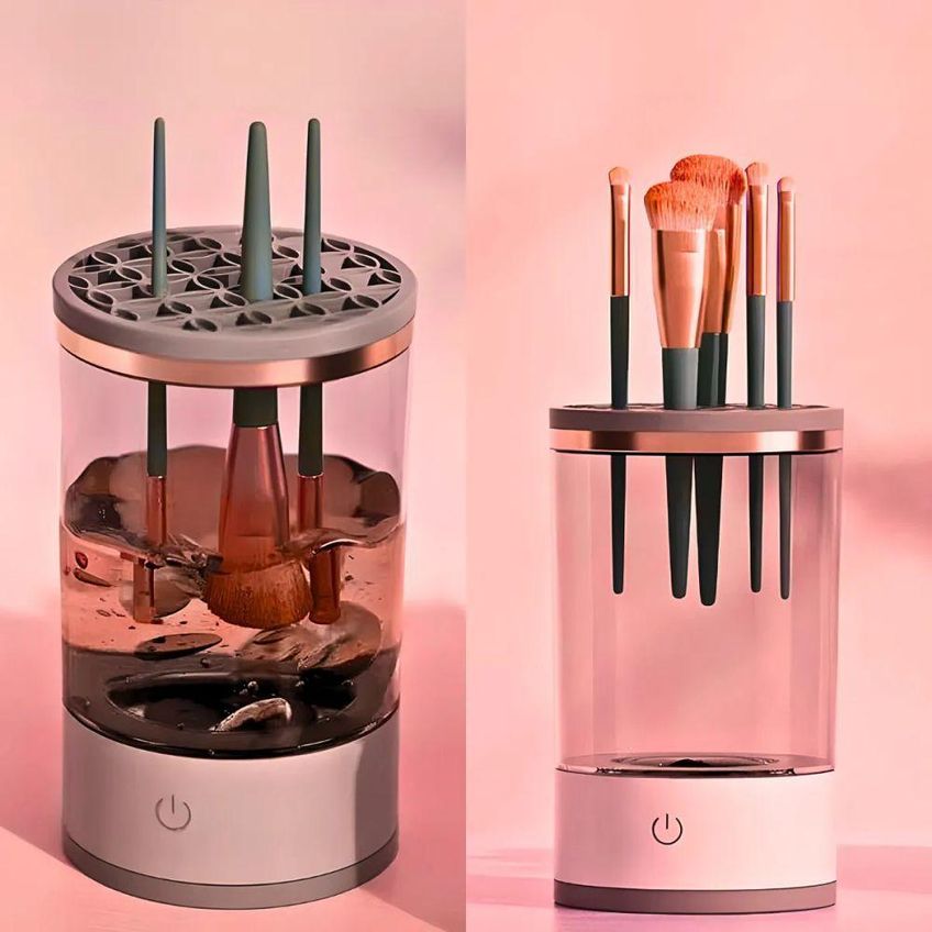 Limpador De Pincéis De Maquiagem Elétrico Secador Automático Lava E Seca Transparente Utimix - imagem 3