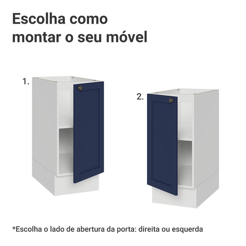Balcão De Cozinha 35 Cm 1 Porta (sem Tampo) Branco/azul Vik Madesa - imagem 4