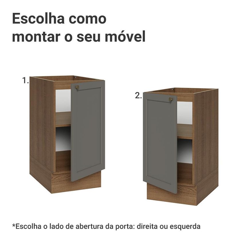 Balcão De Cozinha 40 Cm 1 Porta (sem Tampo) Rustic/Cinza Vik Madesa - imagem 4