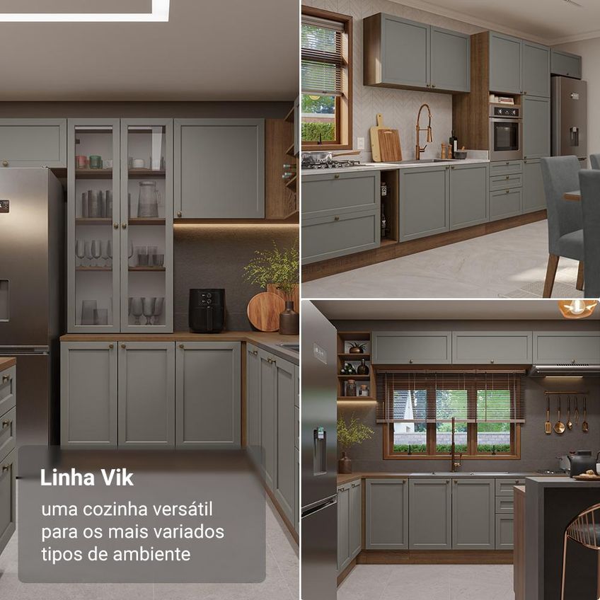 Balcão De Cozinha 40 Cm 1 Porta (sem Tampo) Rustic/Cinza Vik Madesa - imagem 5