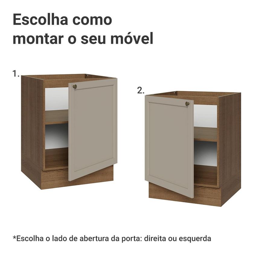 Balcão De Cozinha 60 Cm 1 Porta (sem Tampo) Rustic/crema Vik Madesa - imagem 4