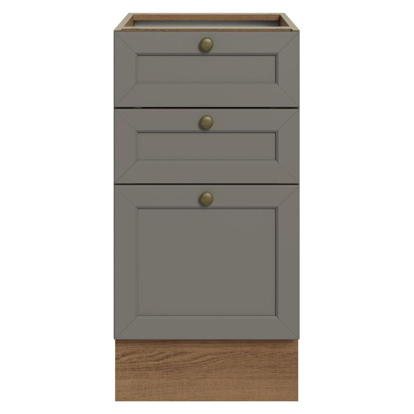 Balcão De Cozinha 40 Cm 3 Gavetas (sem Tampo) Rustic/Cinza Vik Madesa - imagem 4